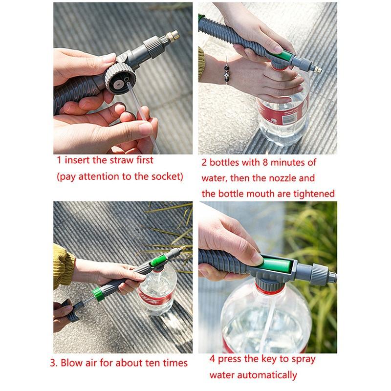High Pressure Air Pump Manual Sprayer Adjustable Drink Bottle Spray Head Nozzle Garden Watering Tool for Home Garden