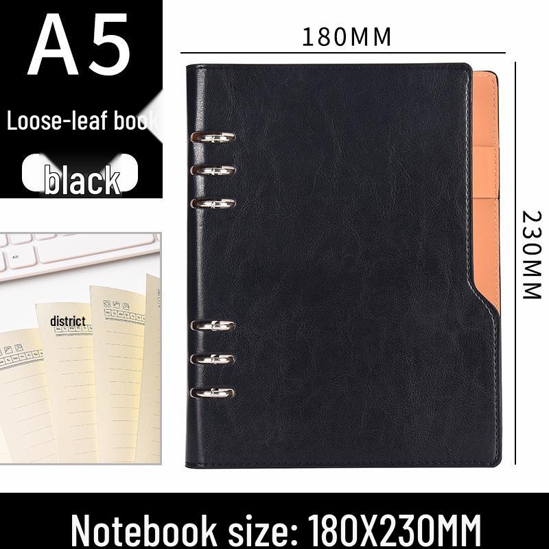 A5 PU Hardcover Business & Student Notebook with Removable Loose-leaf Pages A5