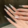 Pink Cat Eyes False Nails with Clear Tip with Zero Pressure On the Nail Bed Design for Women and Girl Nail Salon
