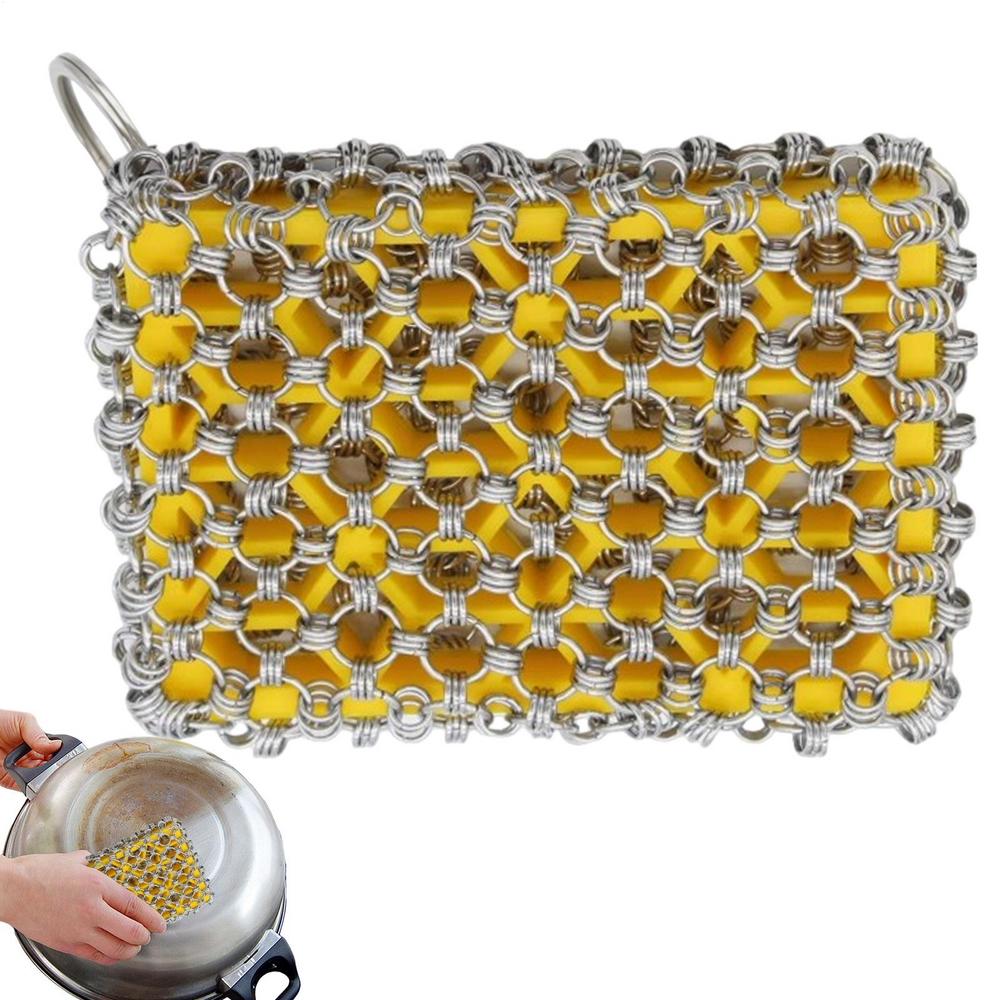 Gusseisenpfannenreiniger Mehrzweck-Edelstahl-Gusseisenreiniger Gusseisen-Reinigungswerkzeug Metallpfannenreiniger für Grillpfanne