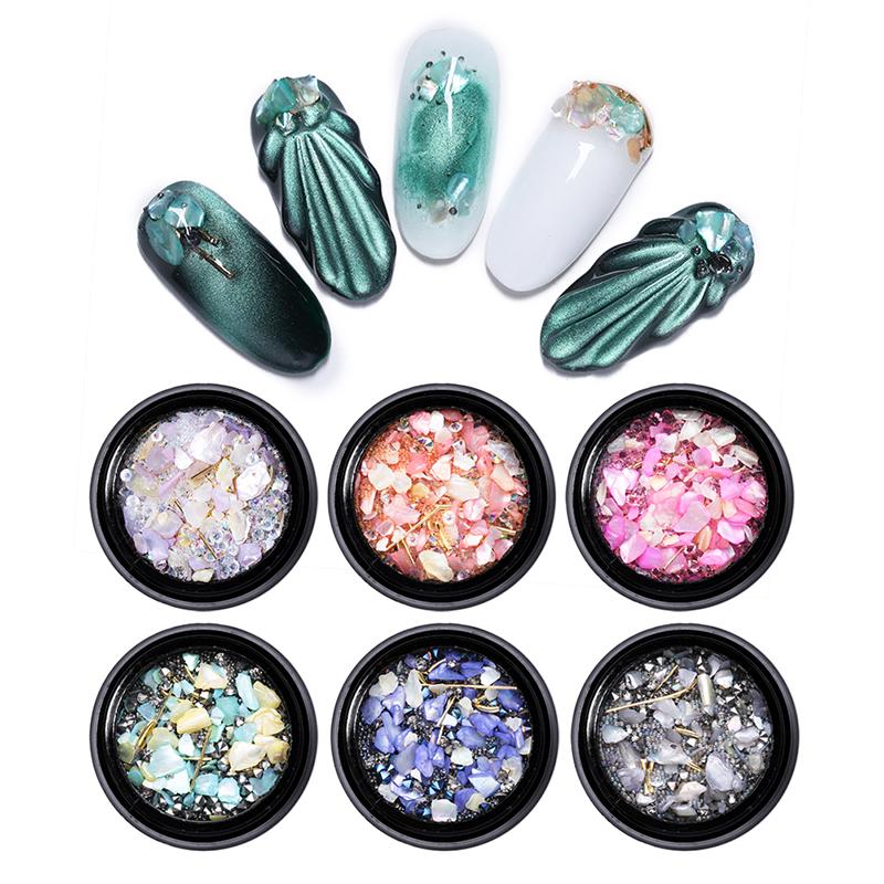 Buy 6 Colors Nail Art Metal Rivet Beads Sharp Bottom Rhinestone Nail
