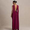 Spring Elegant European and American Women's Evening Gown - Sexy Backless Long Skirt with Flowing Ribbon