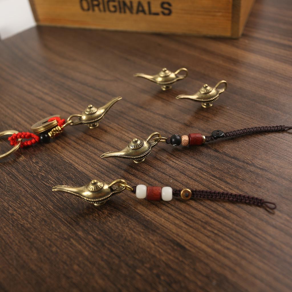 Brass Search Banner Magic Lamp Pendant Imitation Brass Retro Keychain Pendant Auspicious Retro Brass Accessories Pendant