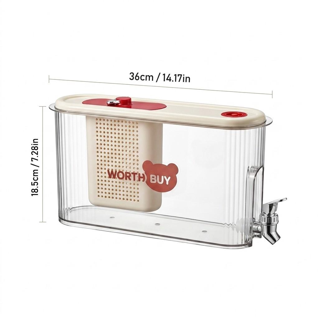 4L Fridge Cold Water Kettle With Faucet & Filter Camping Transparent Plastic Water Jug Large Capacity Juice Beverage Dispenser