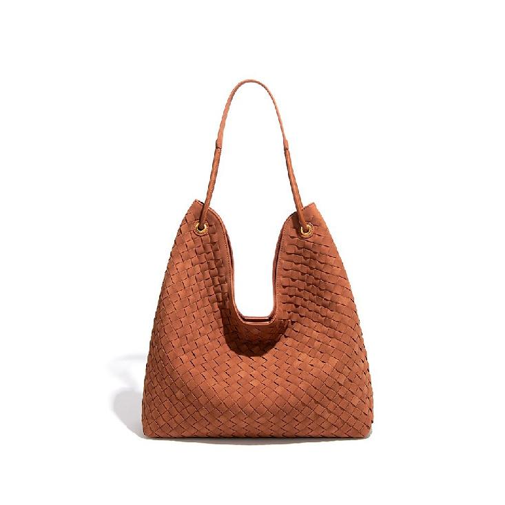 New autumn and winter suede hand-woven bag, large capacity, matte finish, high-end feel, casual style crossbody bag for women