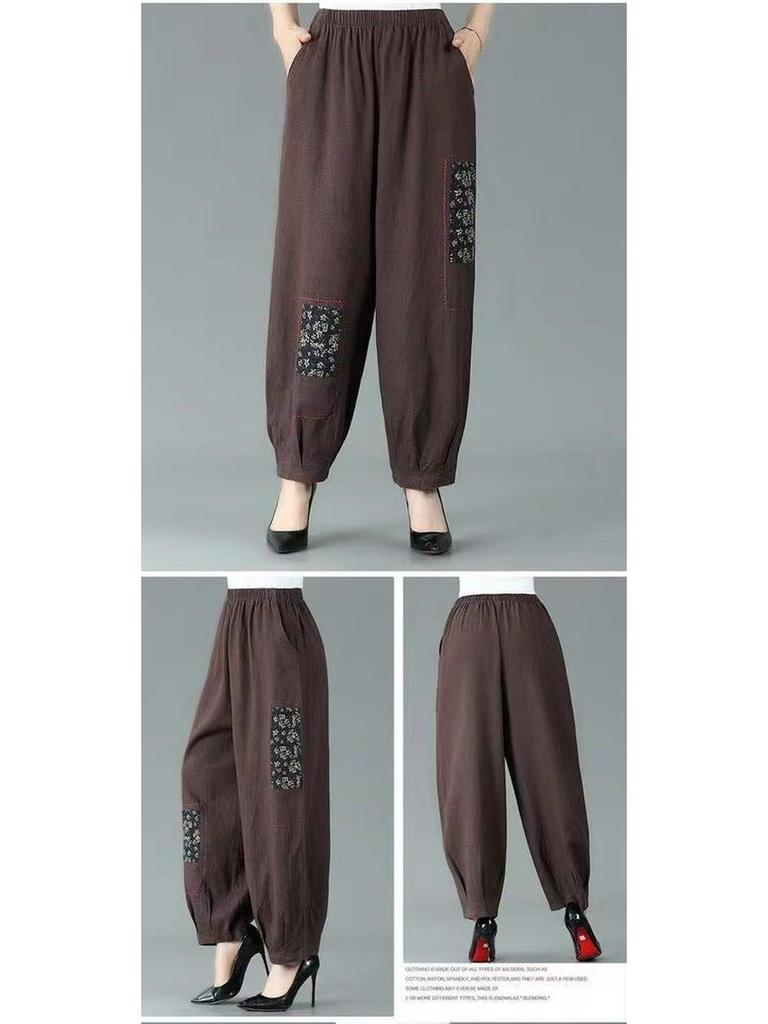 Women's Ethnic Style Embroidered Patchwork Harem Pants - Plus Size Lantern Fit for Summer