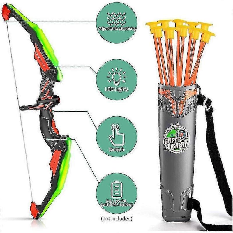 Bow And Archer Set - Archery Toy Set - Led With 13 Suction Cup Arrows, & Quiver