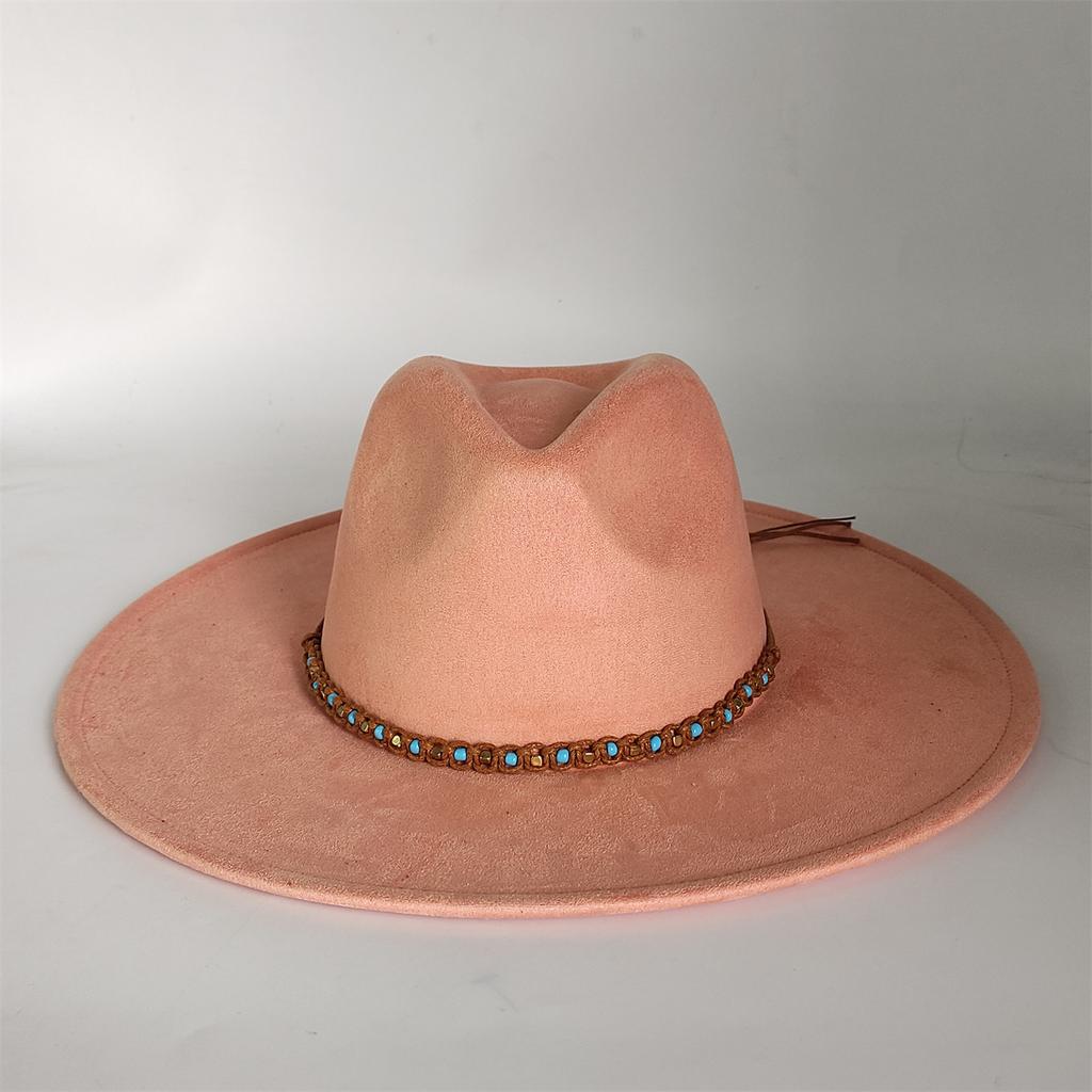 2025 Colorful Suede Wide Brim Felt Fedoras Hat for Women Men Church Jazz Cap Panama Denim Hat Wholesale Sombrero Hombre