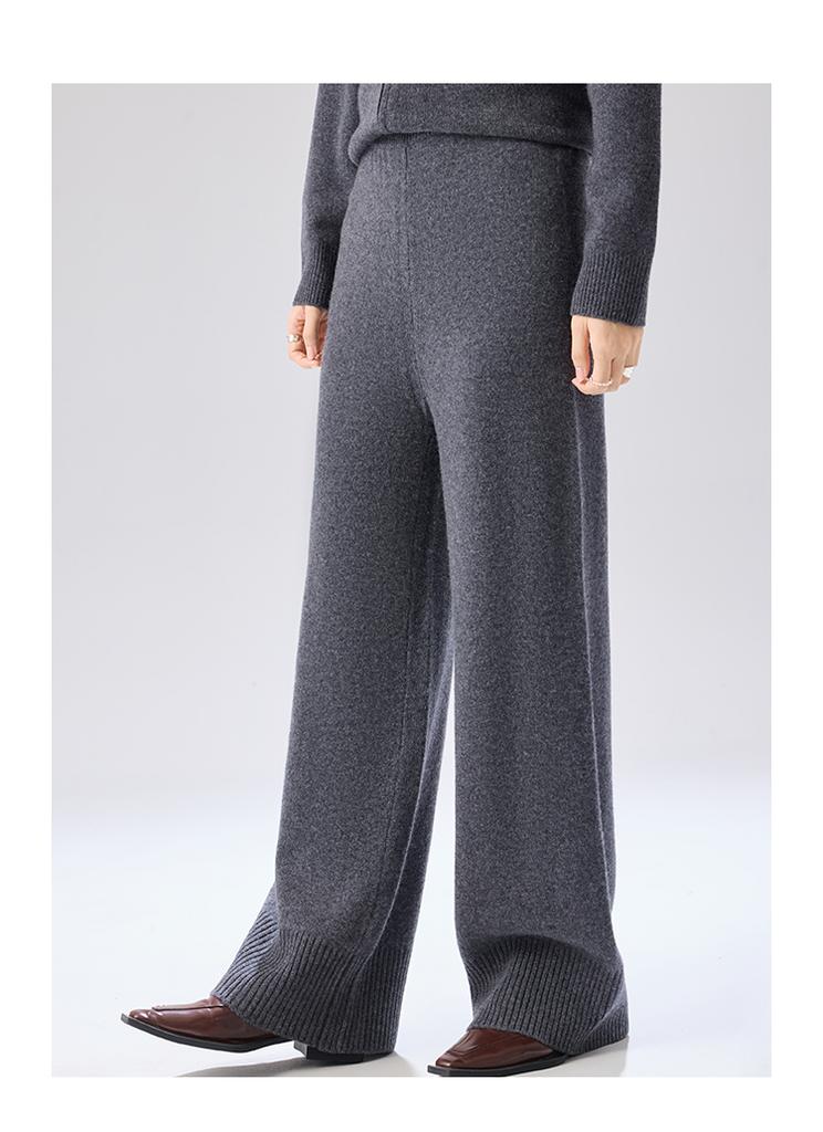 Cashmere and Wool Knitted Casual Pants for Women