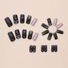 24 Stück Mittlere Quadratische Press-On Nägel Winter Blau Gradient Sternenlicht Vollabdeckung Falsche Nägel Set Nageldekorationen für Damen Mädchen