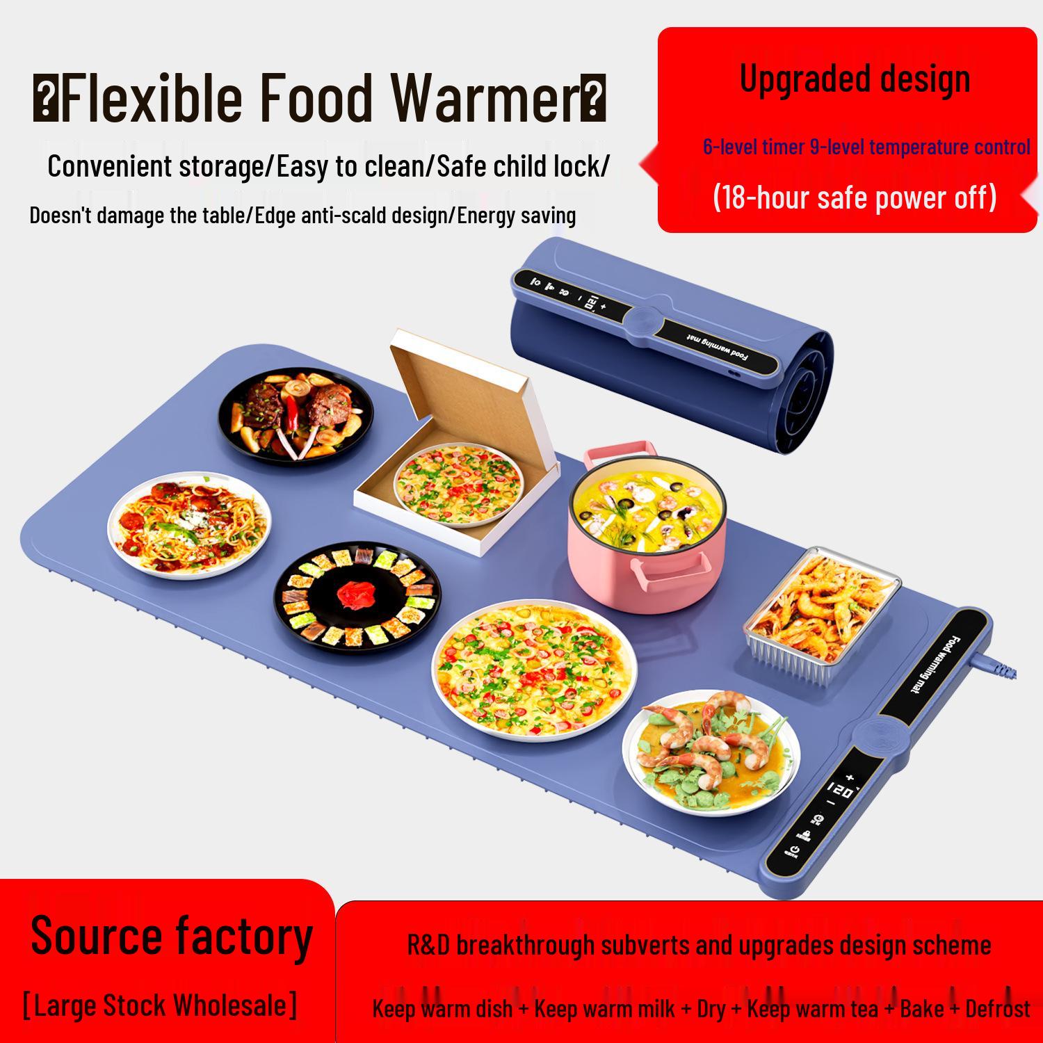 

Силиконовый сворачиваемый подогреватель для еды - Гибкий складной настольный изоляционный тепловой коврик China Standard Green (4 dishes) 40*38cm