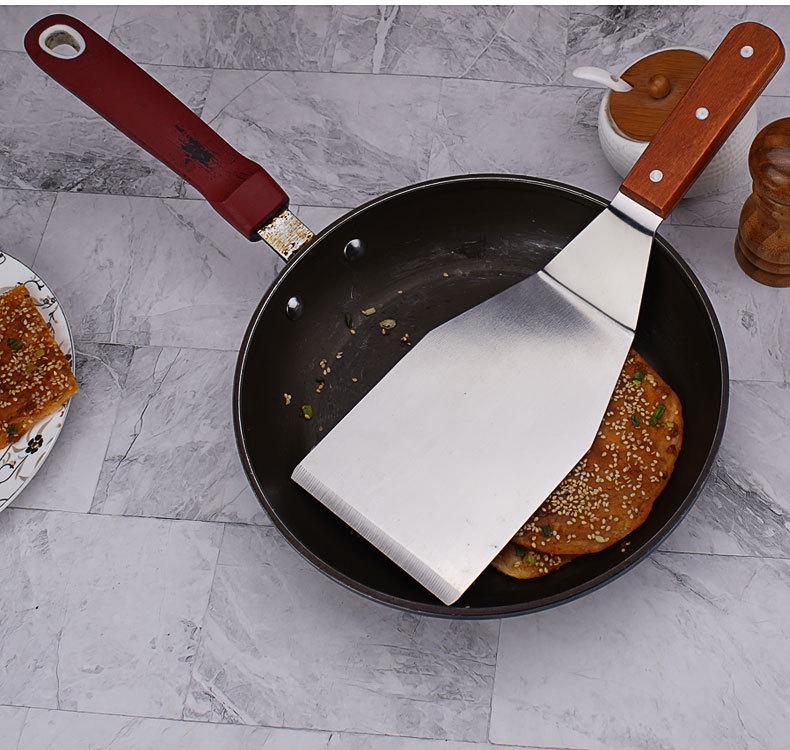Large Stainless Steel Square Shovel with Wood Handle – Cooking, Steak, and Pancake Shovel