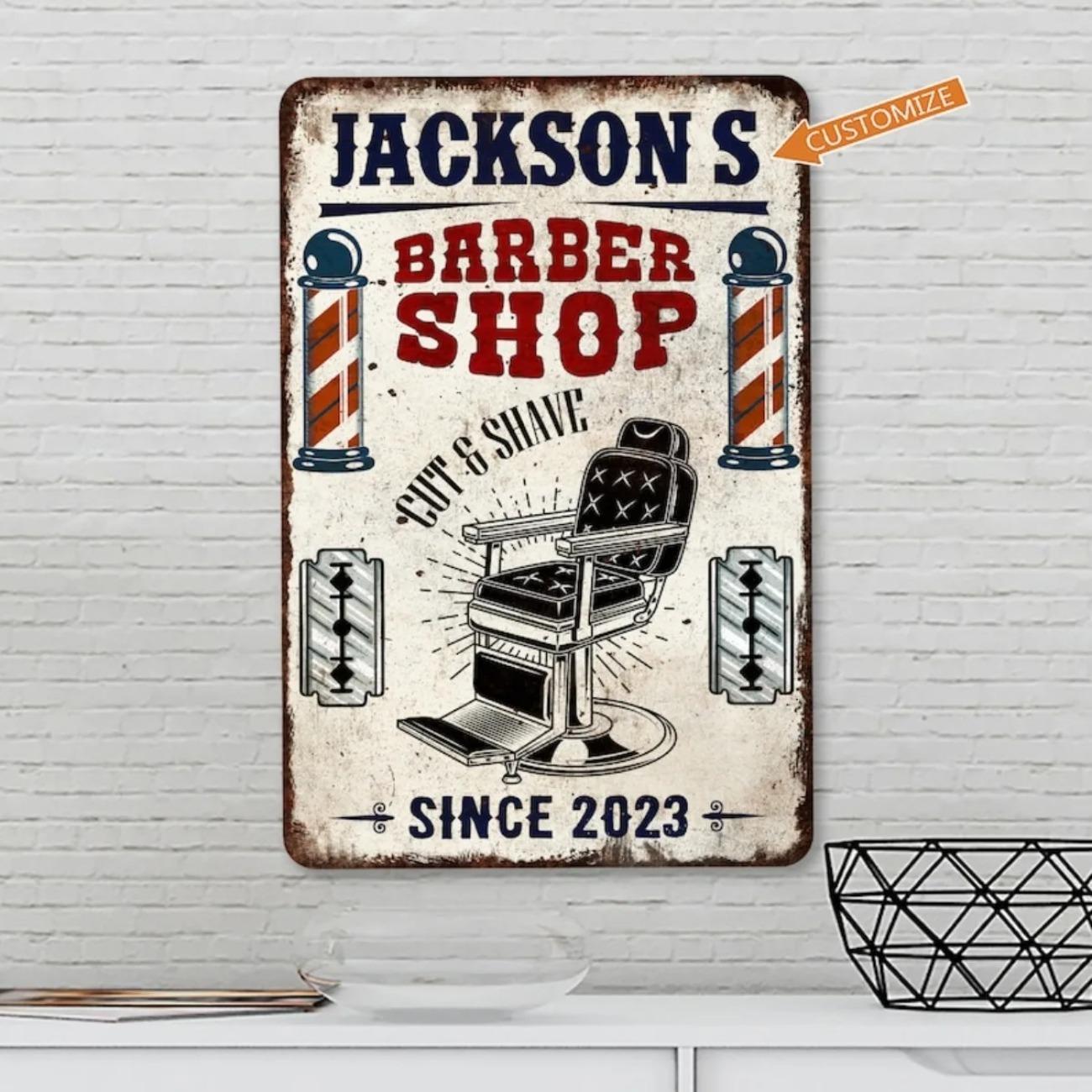 

Retro Metal Tin Sign Poster, Man Cave Barbershop Wall Art Decoration, Vintage Salon Barber Decor, Personalized Gift for Hairdresser белый