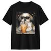 Funny Shih Tzu Drinking Iced Coffee Dog Meme TShirt Harajuku TShirts ShortSleeve Aesthetic Tshirt Cotton 4XL 5XL 6XL Clothes