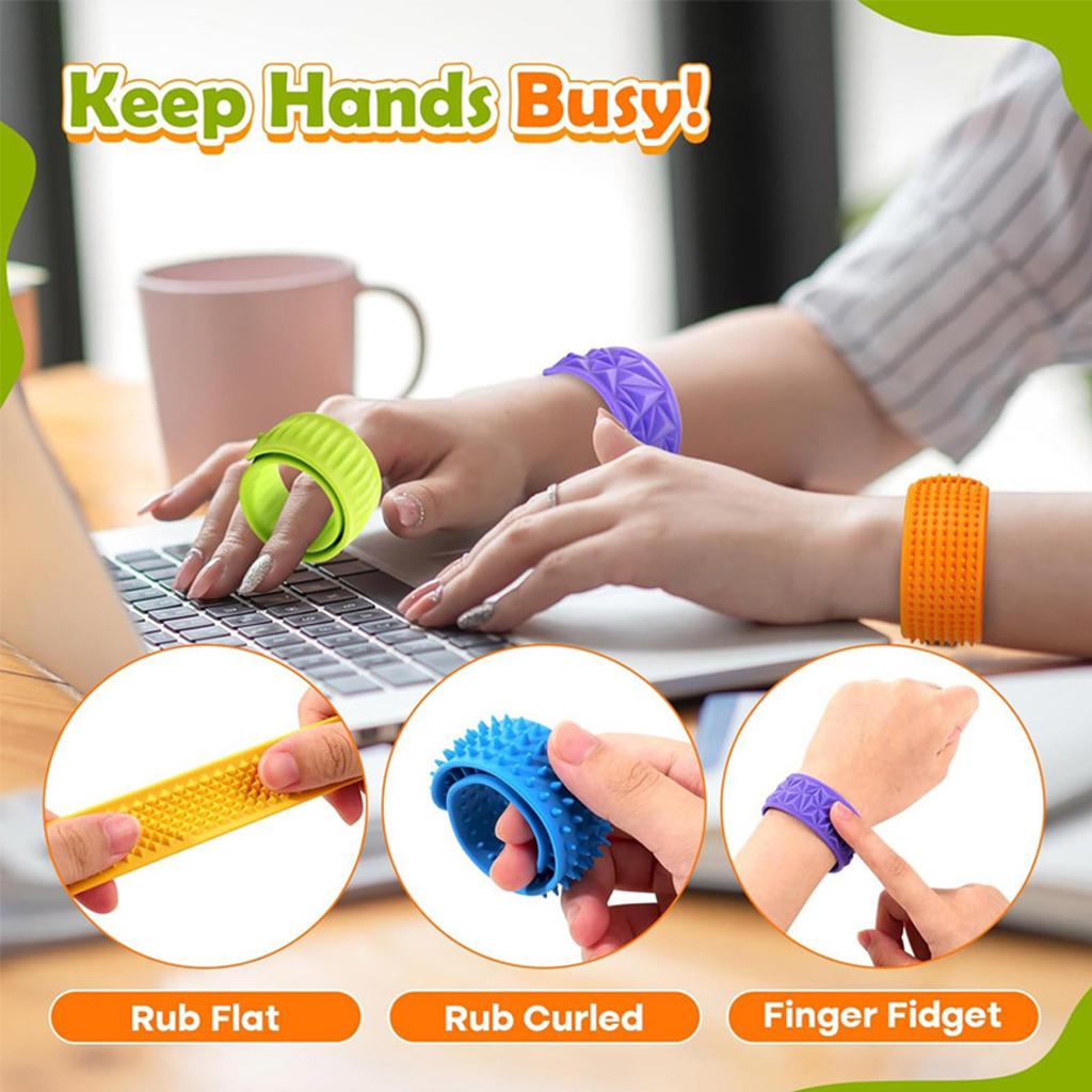 6PCS Silicone Sensory Slap Wristband Kids Anxiety Calming Toy With Texture Design For Emotional Soothing Soothing Toy