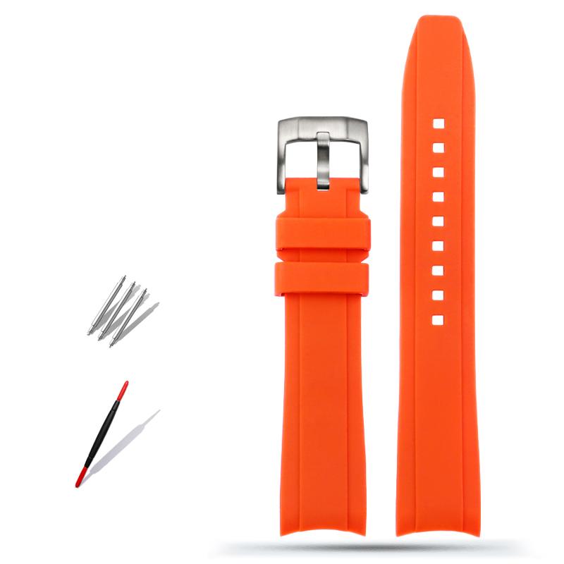 20mm 22mm Curved End Rubber Watchband For Casio Swordfish Seiko Tissot Omega Waterproof Silicone Sport Watch Band Bracelet Strap