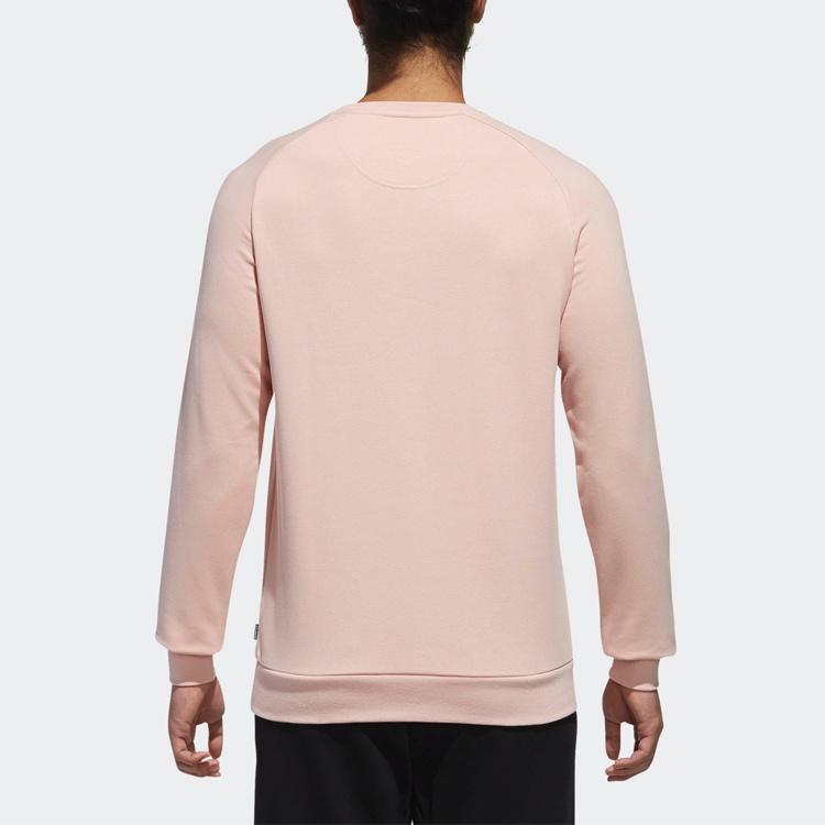 adidas Neo Logo Printing Round Neck Pullover Long Sleeves Pink Men's DT8306
