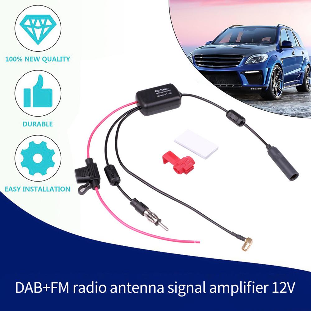 12 V Araba Radyo Anteni Amplifikatör DAB + FM Araba Radyo Anti-parazit Amp Sinyal Güçlendirici Otomatik Tekne için