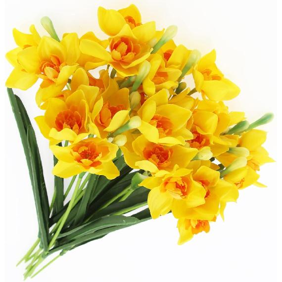 Hananona 10 Pcs Artificial Daffodils Flowers Narcissus Faux Spring Flowers Fake Silk Daffodil Flower Arrangement for Indoor Outdoor Home Wedding