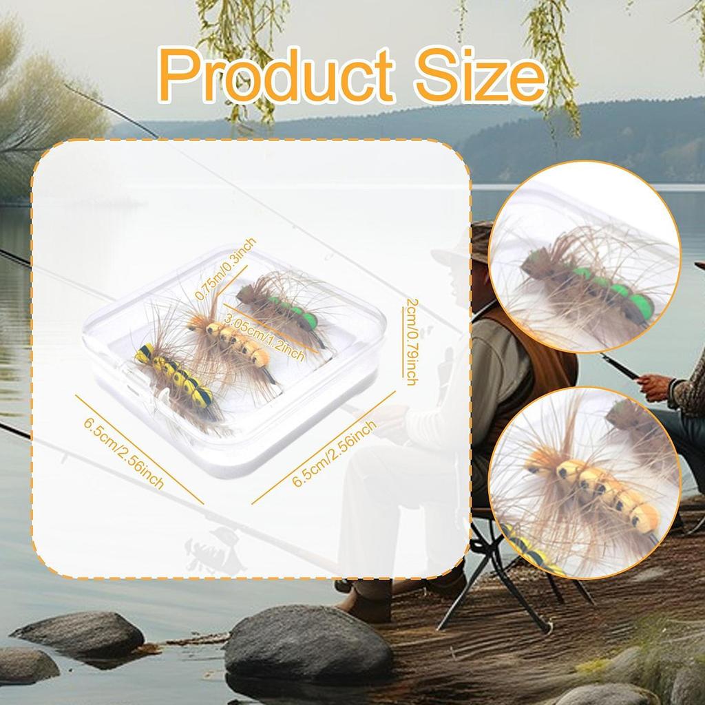 3 Pieces Fly Fishing Lures Artificial Portable with Hooks Tackle Gifts for Trout Bass Salmon