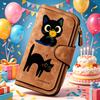 Cute Cat Lady's Long Wallet, 70% Off Style Card Holder, with Multiple Pockets, Printed Zipper Card Holder - Zipper Wallet, Can Hold Cash, ID Cards,