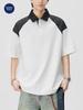 Mu Qiu Herrenmode | Trendiges Colorblock-Poloshirt mit Kragen und kurzen Ärmeln für Herren - Lockere Passform, Pendlerstil