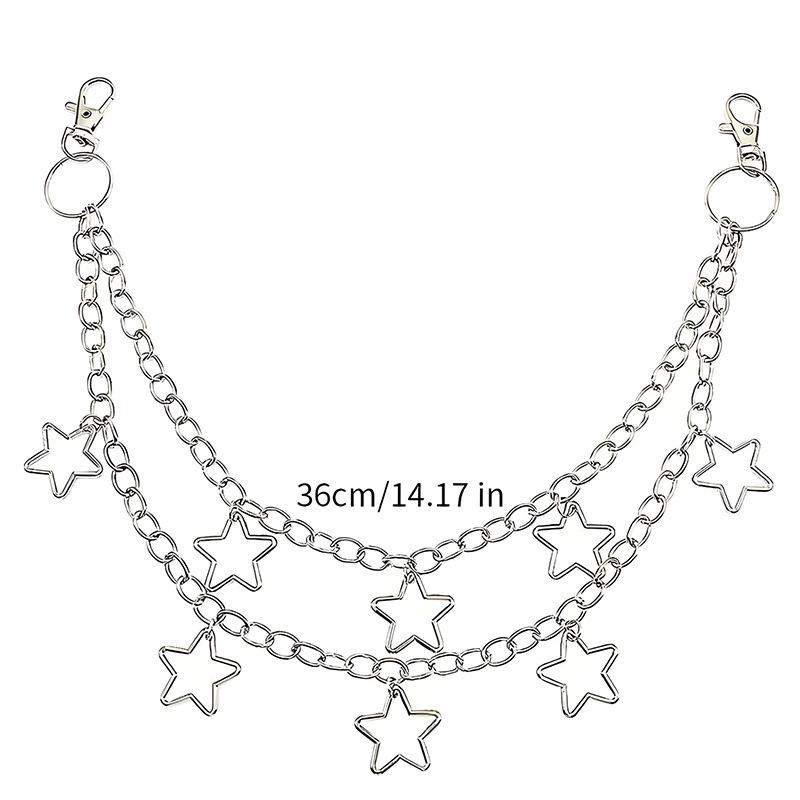 Unisex Punk Metal Pentagram Pendant Chain Bag & Pants Accessory