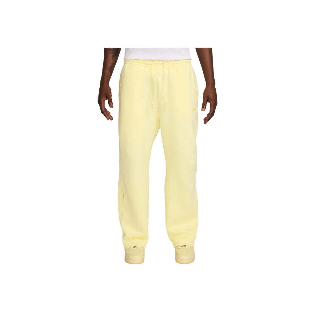Nike Nocta Tech Brand Logo Lace-Up Comfortable Solid Color Sports Long Pants Men Pants Lemon-Yellow Bright-Sulfur FD8461-821