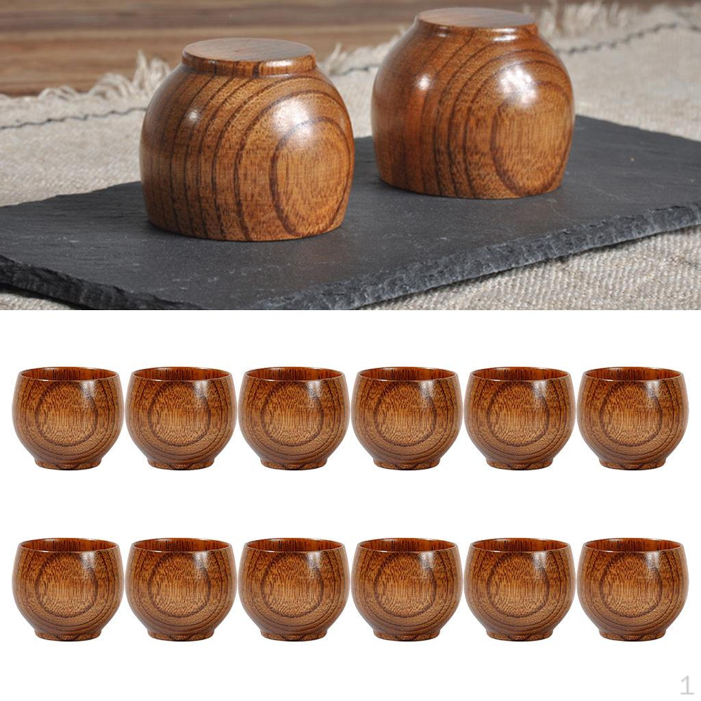 

12x Wooden Cup Handmade Wood coffee and tea Beer Juice Mug 50ml