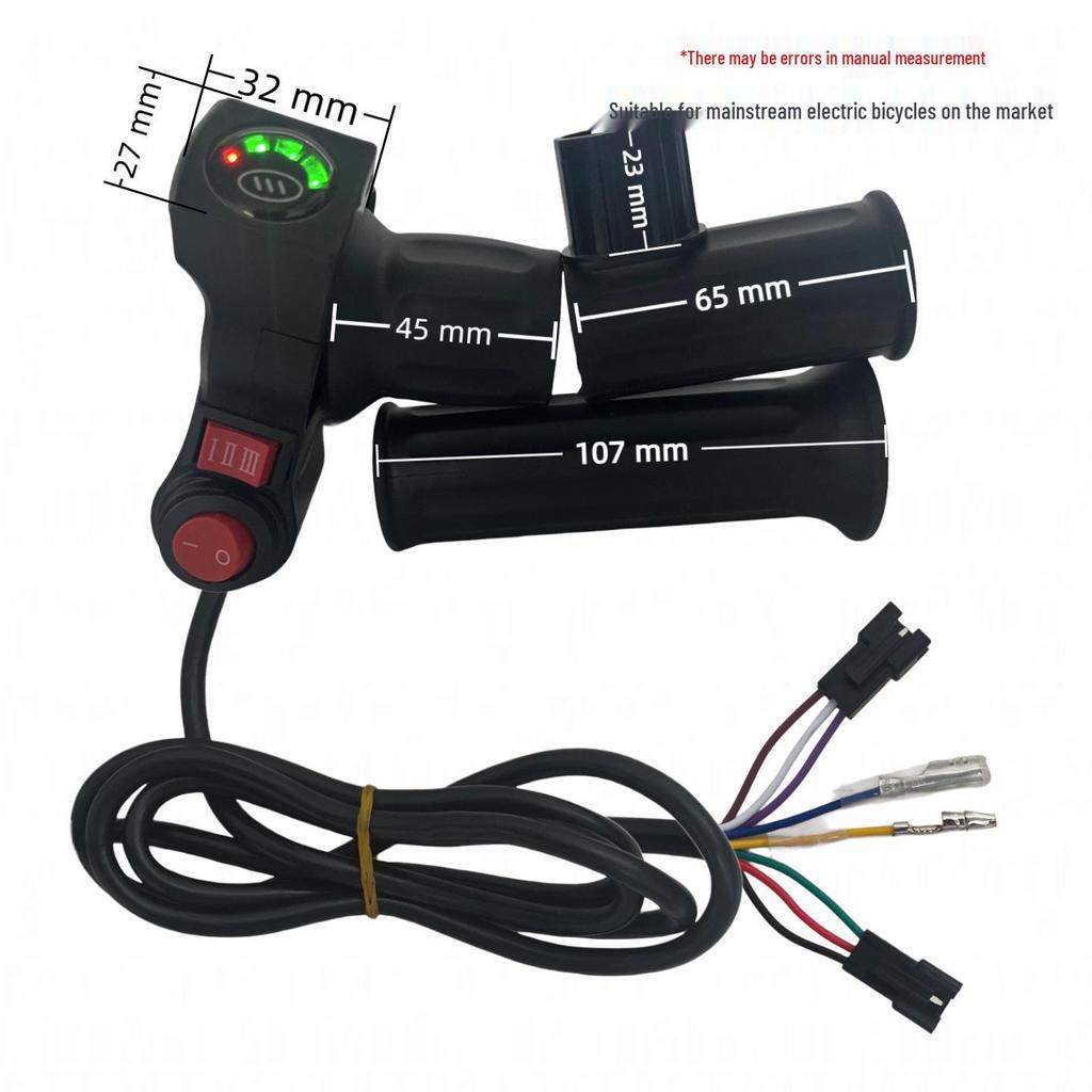 Four-Light Throttle Twist Grip with Three-Speed Digital Display for Electric Bikes