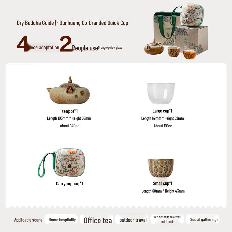 Edenus Dunhuang Thousand Buddhas Portable Ceramic Travel Tea Set