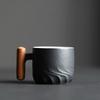 80ml Ceramic Retro Coffee Cup Office Water Cup Filter Tea Mug Wooden Handle Coffee Mug Handmade Tea Coffee Cup Birthday Gift