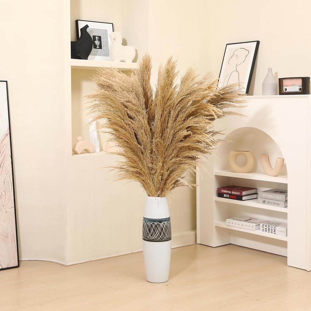 9 Stems Pampas Grass Decor Tall 48''/4 FT, Long Fluffy Dried Pompas Grass, Large Pampas Grass for Floor Vase, Rustic Wedding, Baby Shower, Party,