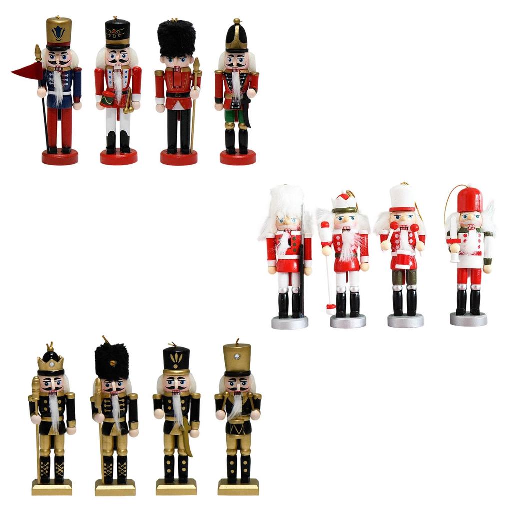 4x Christmas Nutcracker Hanging Ornaments Table Centerpiece Creative Nutcracker Figures Xmas Tree Decor for Festival Home Shelf