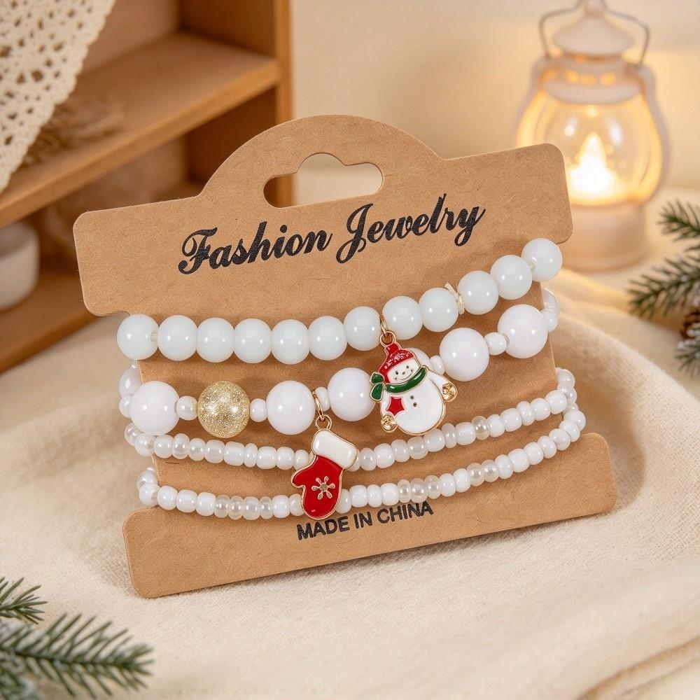 4Pcs/Set Colorful Christmas Bracelet Set Adjustable Stackable Hand Chain New Charm Bangle Set Gifts
