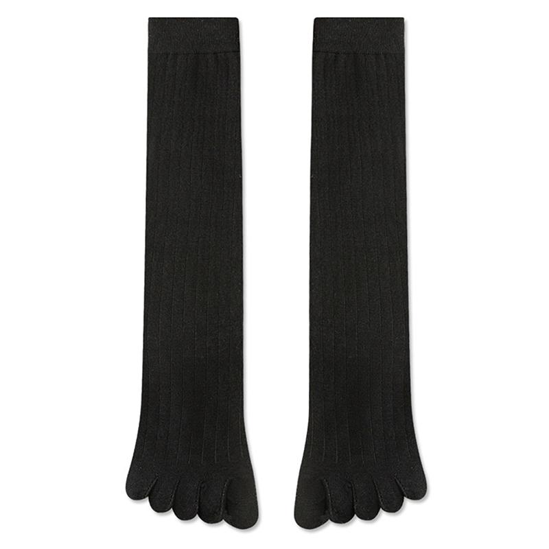 Men Toe Socks Long Cotton Simple Business Stockings Breathable 5 Finger Socks Calf For 4 Seasons