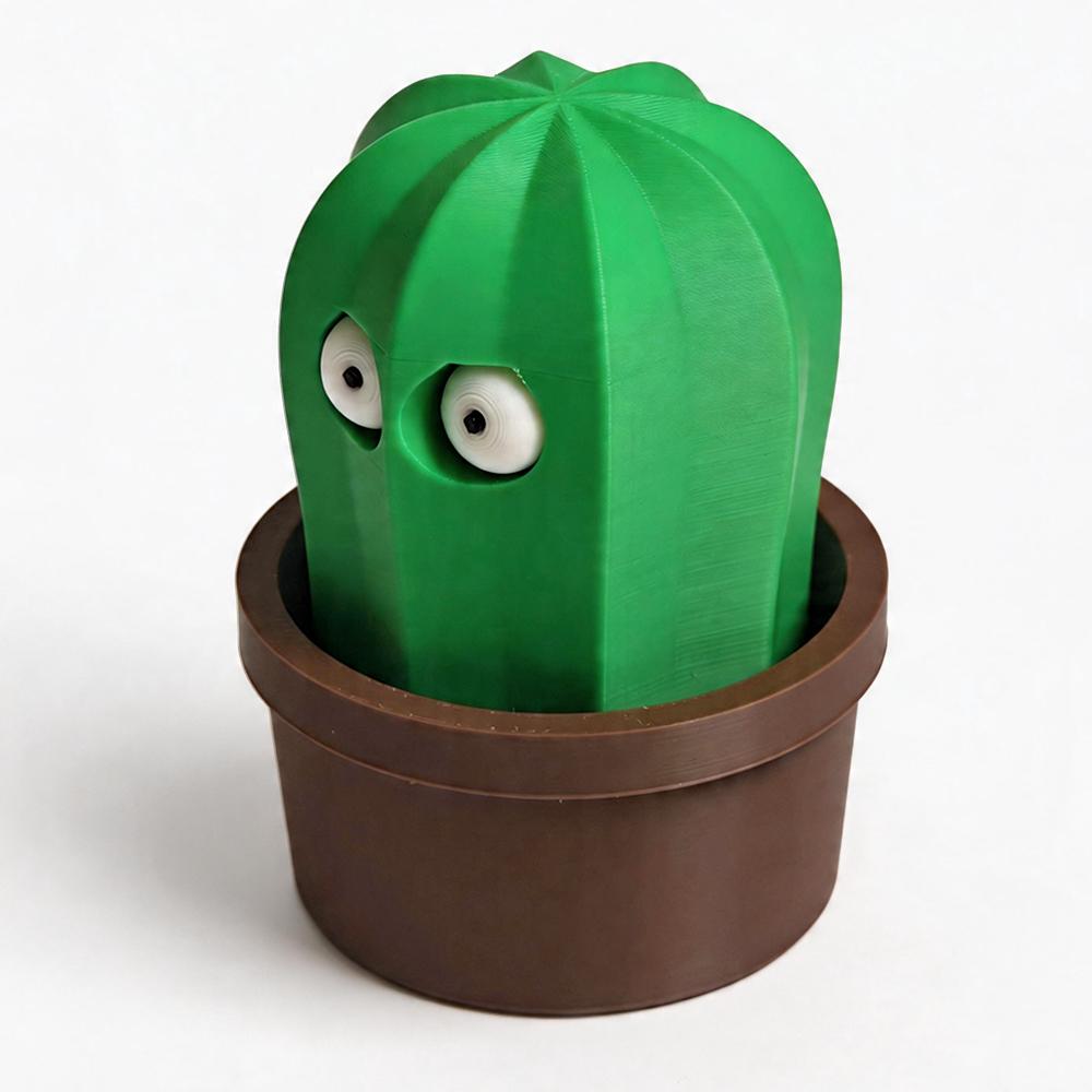 3D Printed Pop-Out Eye Cactus Fidget Toy, Funny Press Activated Moving Eye Plant, Stress Relief Desk Decor