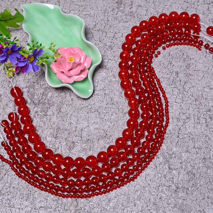 Natural Red Agate Beads, DIY Jewelry Beads, 7A Agate Round Bead Crystals