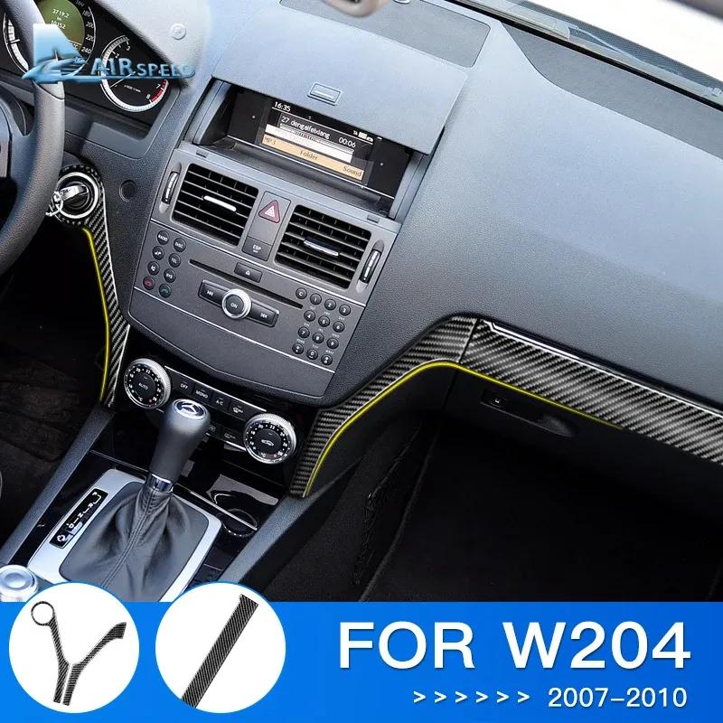 Real Soft Carbon Fiber Trim Sticker LHD for Mercedes Benz C-Class W204 2007 2008 2009 2010 Center Console Interior Accessories