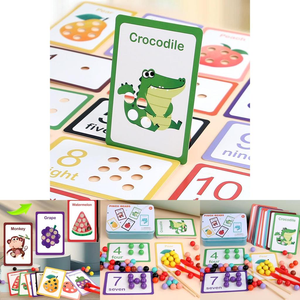 Wooden Montessori Number Matching Bead Clip Toy For Early Education And Toddler Focus Training