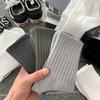 Men's Spring Cotton Mid-Calf Basketball Socks - Solid Color, Trendy, All-Season Sport Socks