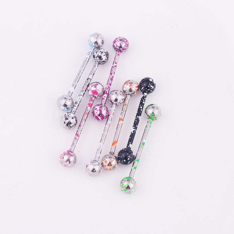 8-Color Lacquered Tongue or Nipple Stainless Steel Piercing Jewelry