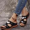 Women Embroidery Slide Sandals Vintage Embroidery Design PU Leather Slipper Gift for Christmas Birthday New Year