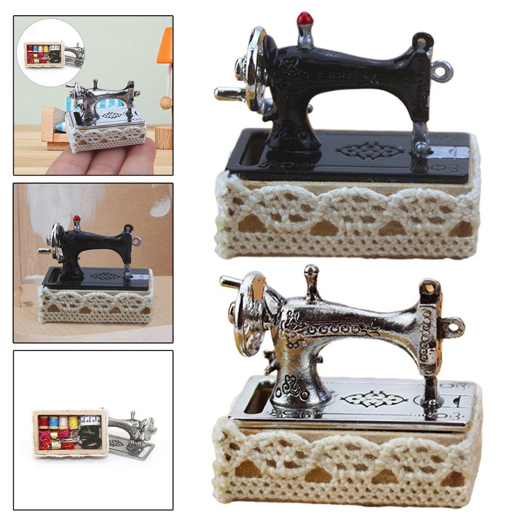 1:12 Dollhouse Miniature Sewing Machine Model for Living Room Bedroom Decor Ornament
