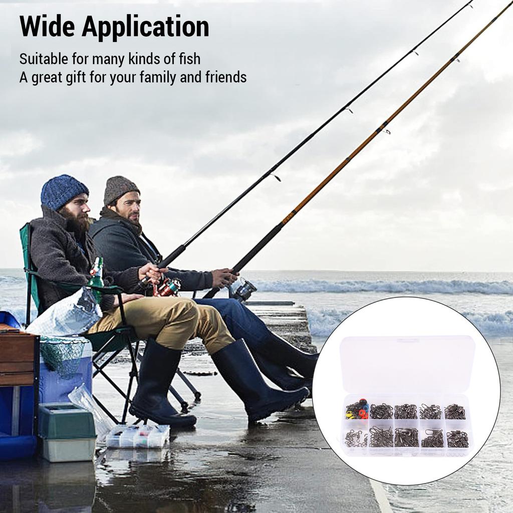 115Pcs Fishing Swivels Kit High Strength Fishing Line Connector With Rolling Swivels Barrel Swivels for Bass Trout