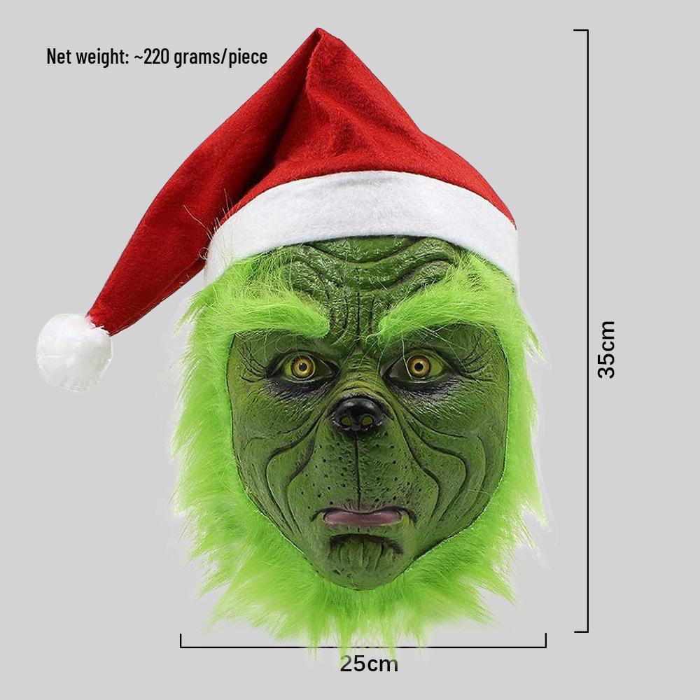 Grinch Masquerade Mask and Gloves Set for Christmas Performances