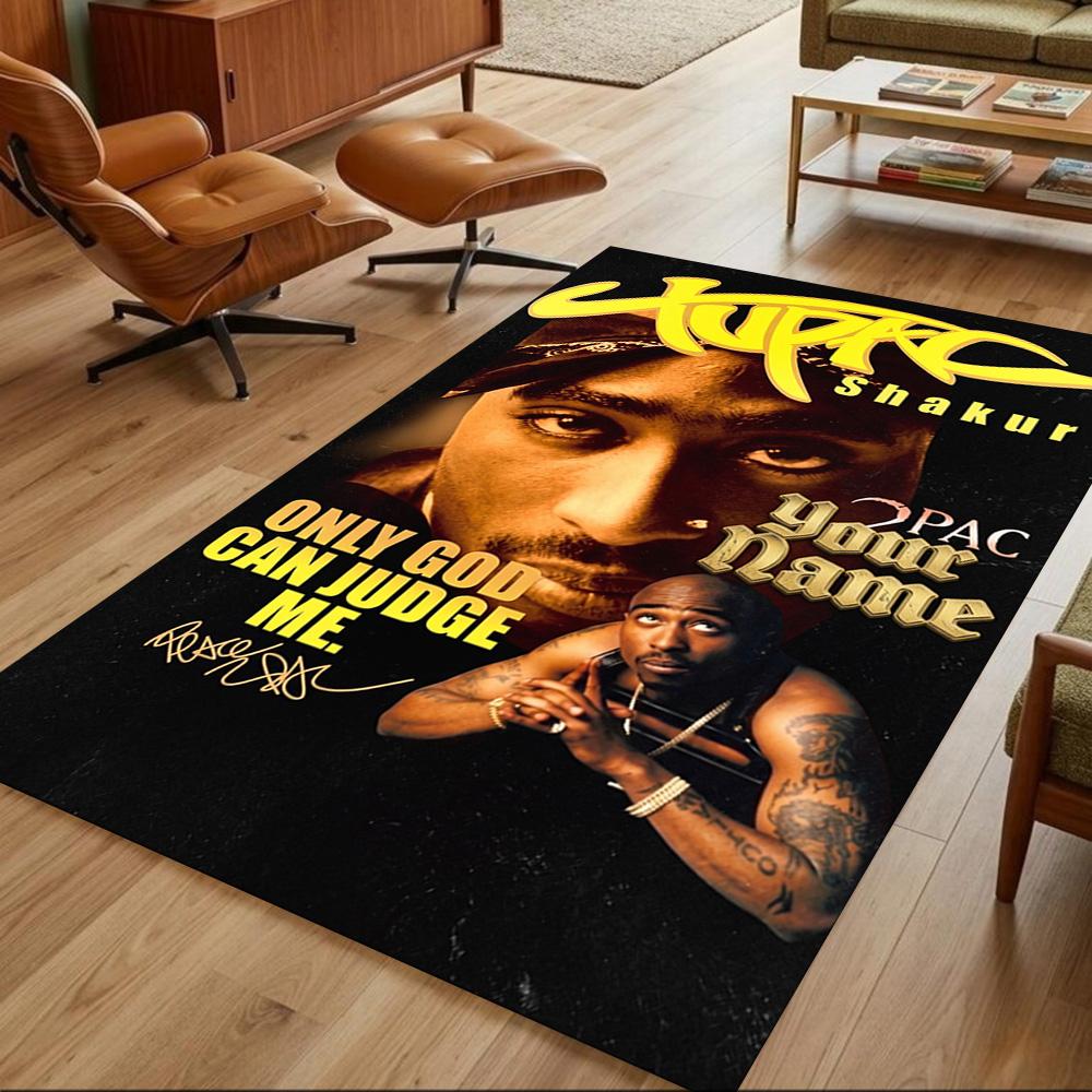 2pac Customized Name Floor Mat Perfect for Dining Room Kitchen Bedrooms Dormitory Antislip Carpet Anime Office Decor Perfect Gift for Friends & Family