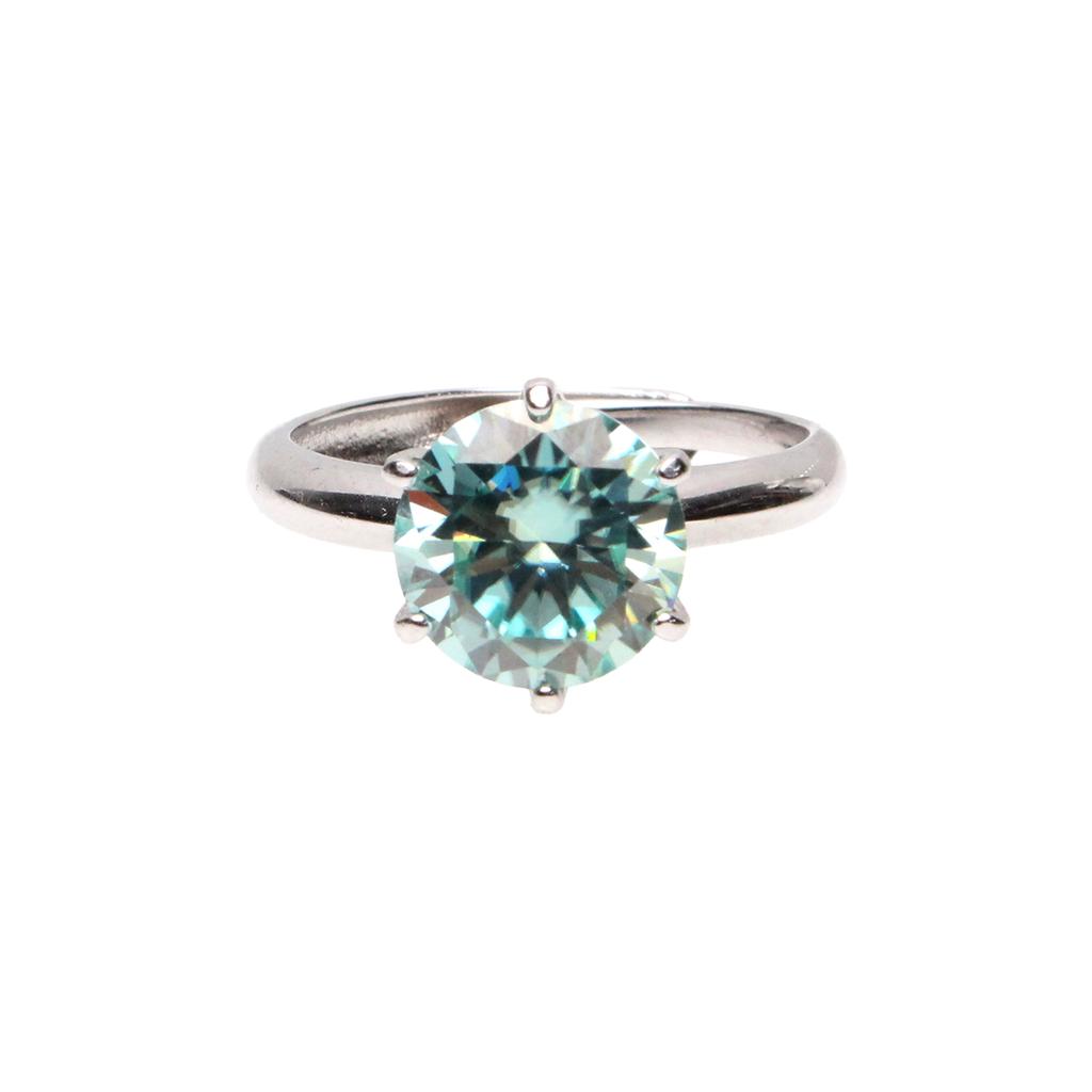 Bien Vetu Blue Moissanite Ring 3 Carat Simple 1016