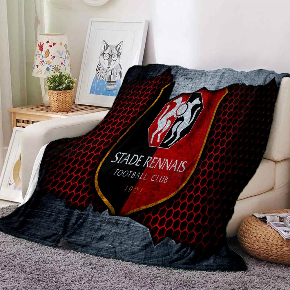 Stade Fc Emblem Flannel Blanket, Soft Polyester, Modern Design, All-Season for Camping, Travel, Gifts for Holidays or Birthdays