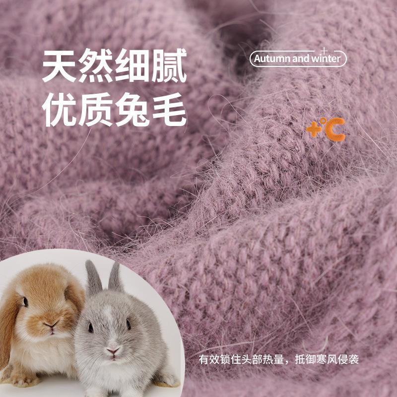 

Autumn and winter rabbit fur basin hat middle old man winter fleece thickened warm wool hat mother women knitted hat One size темно-червоний колір